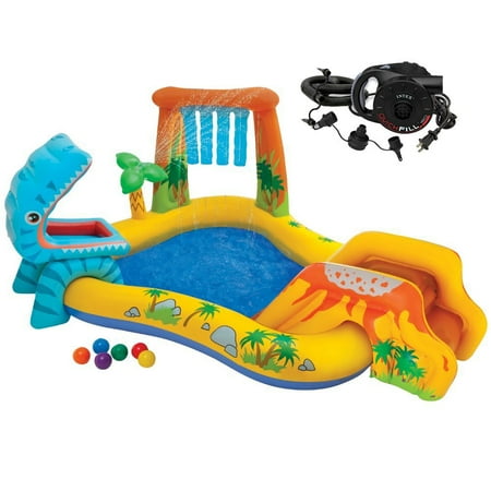 - Intex Dinosaur Play Center Inflatable Kids Set & Swimming Pool w/ Electric Pump