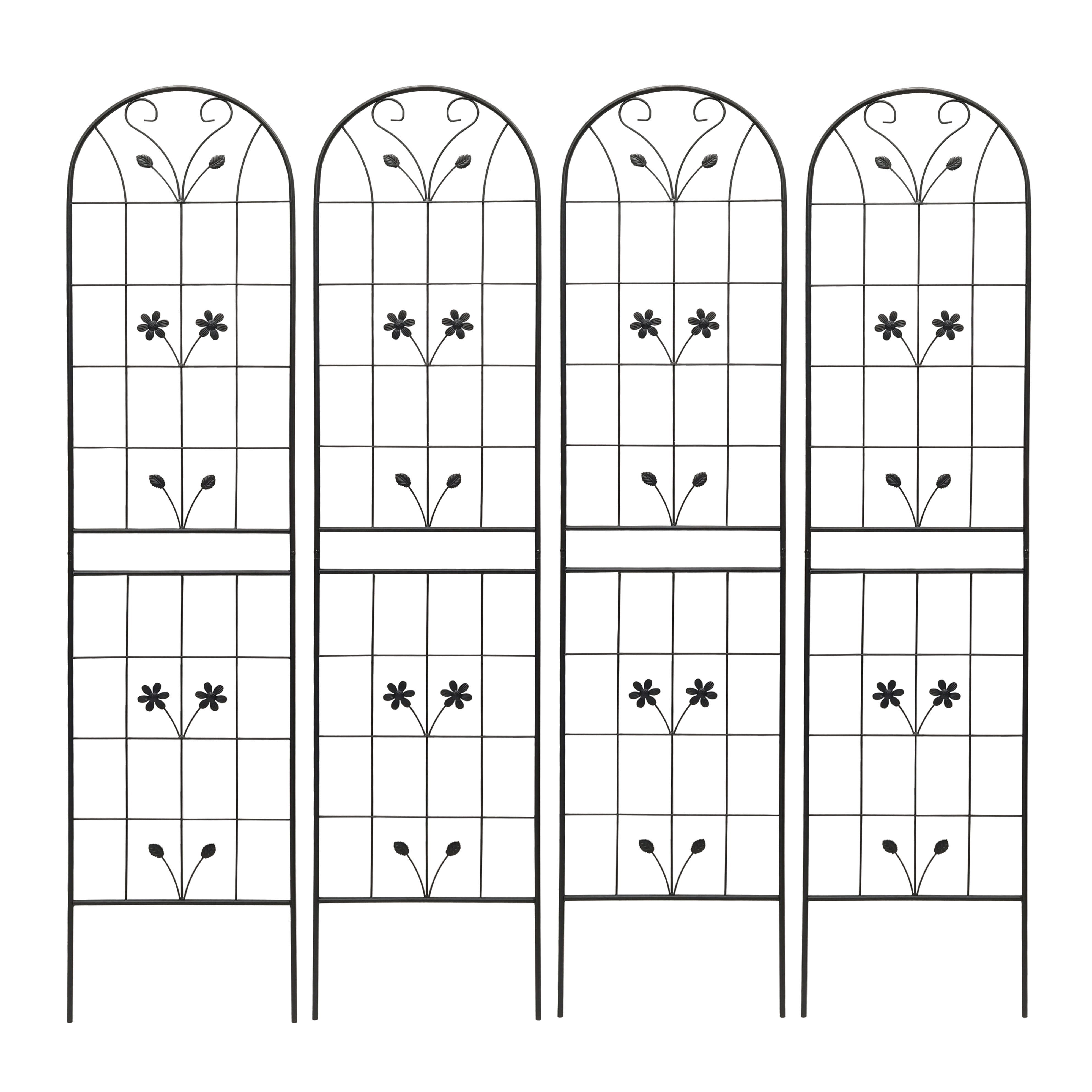 Yoneston 4 Pack 86.7"x19.7" Metal Garden Trellis, Metal Coating Anti-Rust and Sturdy, Rustproof Flower Metal Trellis for Outdoor Decoration, Black