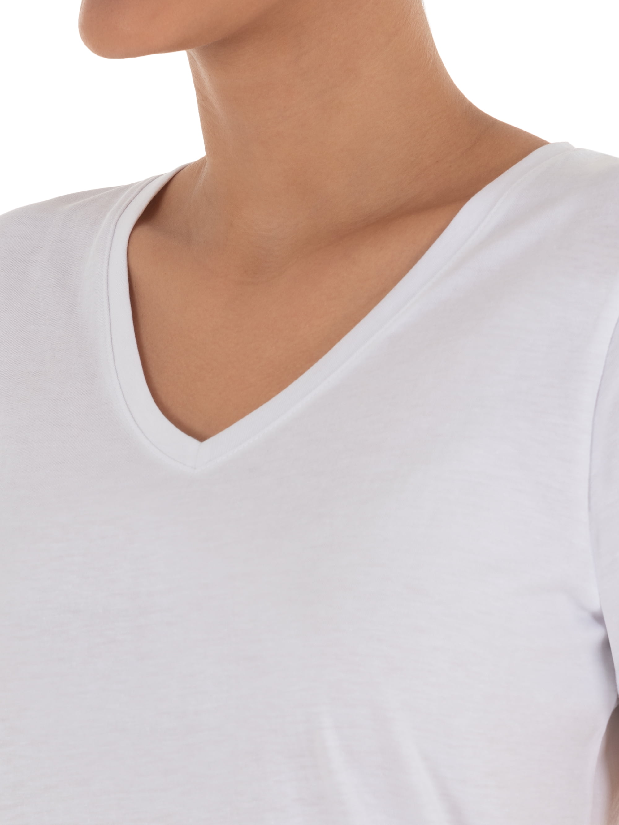 Time and Tru Women's Pima Cotton Blend V Neck Tee, 2-Pack, Sizes XS-XXXL