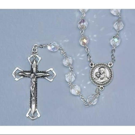 Iridescent Crystal - Iridescent Crystal Lourdes Beaded Rosary with 8MM Glass Beads 22