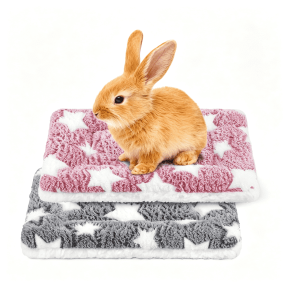 SUBAI 2 Pack Soft Small Animal Bed Mat,Washable Reversible Bunny Bed Pad,Cage Liner for Guinea Pig,Hamster,Rat,Hedgehog,Ferret,Chinchilla(13X10")