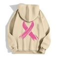 thumbnail image 4 of Hoodie Women Seamless Hoodie Quarter Zip Pullover Gym Fit Women's Zip Up Hoodie Pullover Cancer Awareness Month Long Sleeve Pocket Drawstring Casual Sweatshirt For Everyday Wear, 4 of 6