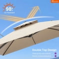 thumbnail image 5 of PURPLE LEAF Sunbrella Cantilever Umbrella 10' X 13' Outdoor Patio Rectangular Double Top Large Heavy Duty 360° Rotation Offset Umbrella for Outside Deck Backyard Garden Pool Spectrum Sand, 5 of 10