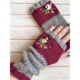 thumbnail image 4 of Women Winter Gloves, Fashion Cute Bird Embroidered Soft Knit Hand Warm Fingerless Mitten for Office Computer Working, 4 of 5