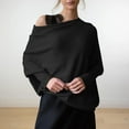 thumbnail image 2 of Sweaters For Women Asymmetric Draped Jumper Long Batwing Sleeve Off The Shoulder Slouchy Knit Pullover L Womens Sweaters, 2 of 7