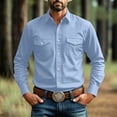 thumbnail image 7 of Bosfbaoi Long Sleeve Button Down Shirts for Men Western Style Point Collar Dual Chest Pockets Solid Casual Work Shirts, 7 of 7