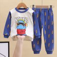 thumbnail image 2 of NOLDARES Toddler Baby Boy Clothes Long Sleeve Sweatshirt Top Pants Set Infant Fall Winter Outfits(M255-Dark Blue), 2 of 5