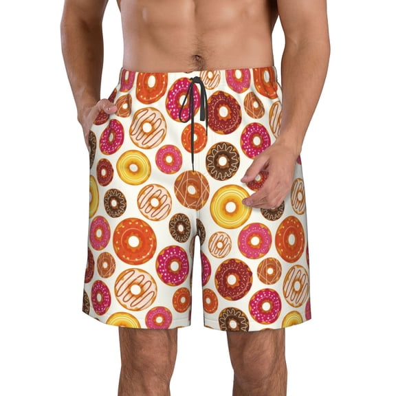 Naloa Donut Men's Beach Shorts, Surfing shorts, Swim trunks, Quick Dry Swim Trunks for Surfing Beach Fun - Small