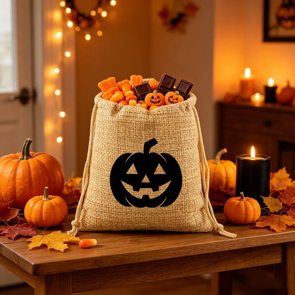 Fmbmuo Halloween Burlaps Drawstring Treat Bags , Snack Candy Storage Containers Linen Closet Organizers And Storage For Halloween Party Gift