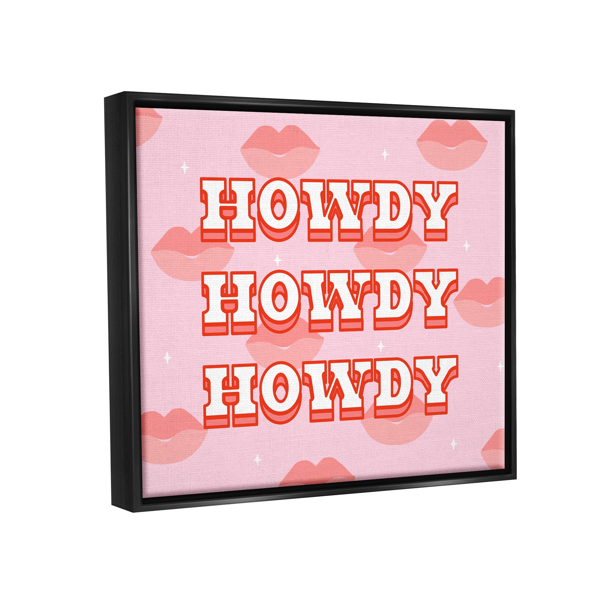 Stupell Industries Howdy Pink Southern Glam Lips Inspirational Painting Black Floater Framed Art Print Wall Art