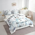 thumbnail image 4 of Manfei Winter Blue Snowman Bedding Comforter Set 7-Piece, Merry Christmas King Bedding Sets, Western Festival Holiday Reversible Bed Sheets, Super Cozy Room Decor, 4 of 8