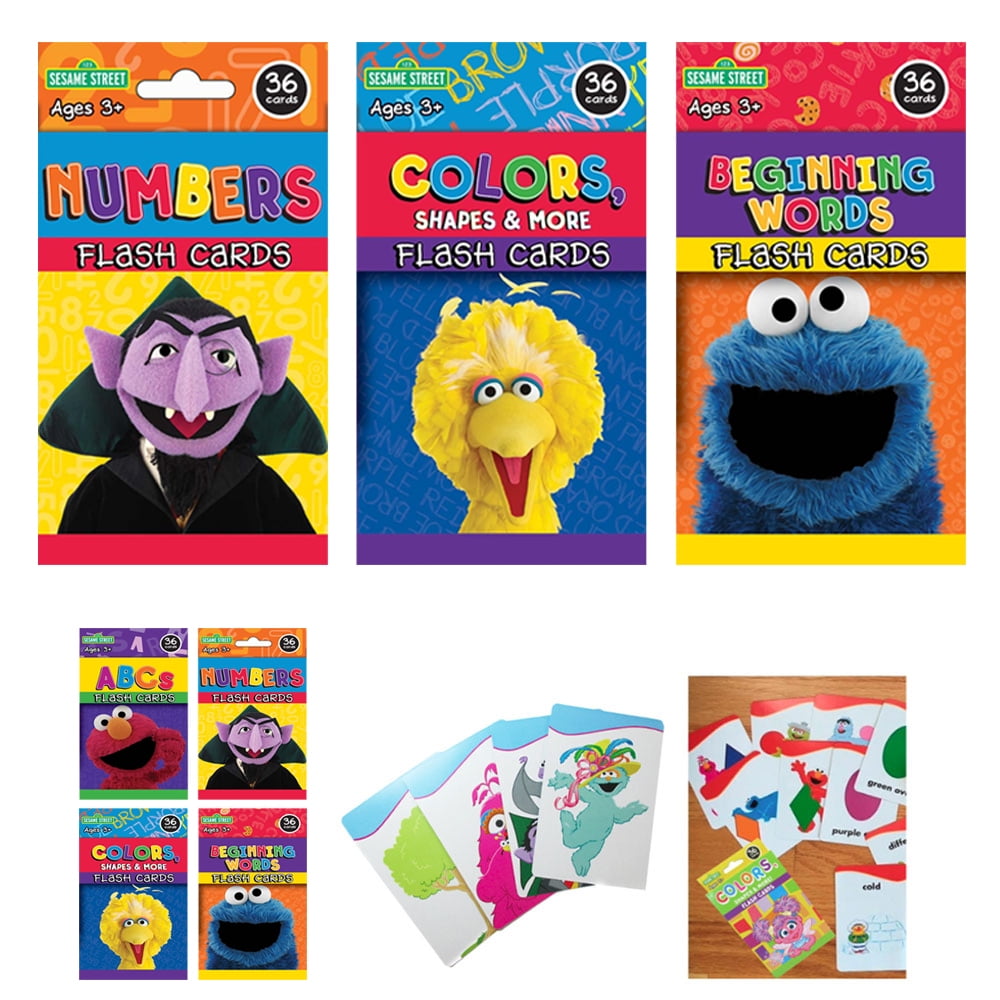Learning Fun W/Big Bird 36 Cards-NEW 3 Sesame Street Flash Cards COLOR SHAPES 