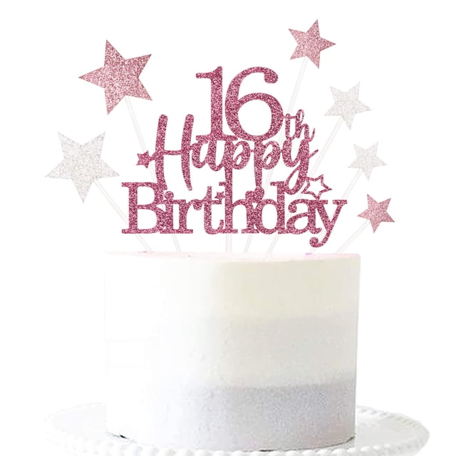 Adorno para Pastel Pargleev Brillante 16º Cumpleaños Oro Rosa