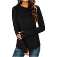 thumbnail image 5 of Bxsruta Womens Long Sleeve Tops Crewneck Pullover Shirts Basic Tee Casual Athletic Tops, 5 of 8