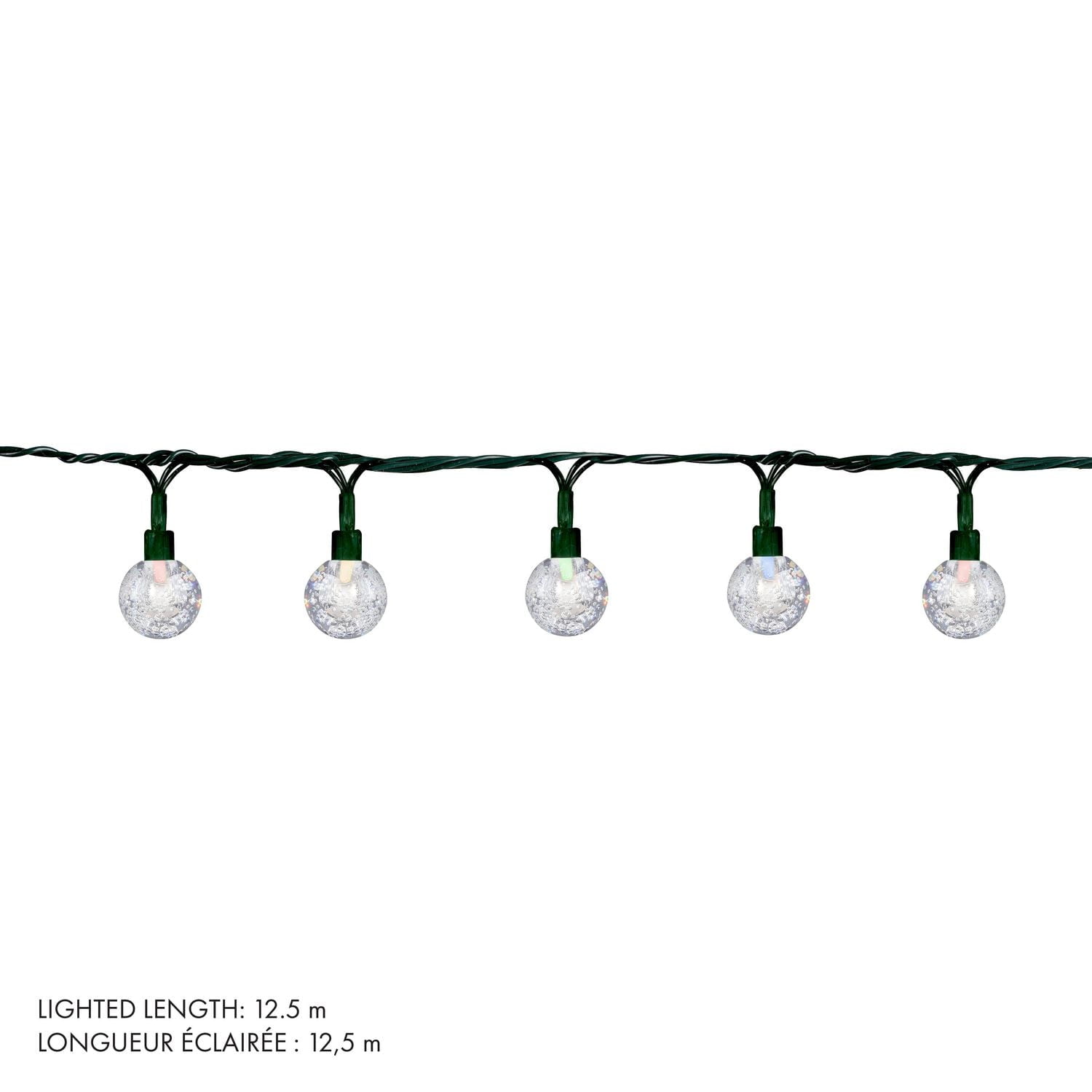 180 LED BOULE ACRYLIQUE CRISTAL 18MM, IN/OUT, 10 FONCTIONS AVEC MINUTERIE ET ​​ADAPTATEUR, MULTICOLORE, CONNECTABLE