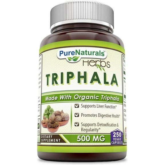 Pure Naturals Triphala 500 Mg Per Serving 250 Veggie Capsules Supplement | Non-GMO | Gluten Free | Made in USA