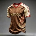 thumbnail image 5 of Mexico Soccer Jersey T-Shirt, Mexico Aztec Mayan Calendar V Neck Short Sleeve Tee, Mexico Shirt for 2026 Soccer Game Fans Brown Size: S, 5 of 10