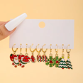 thumbnail image 4 of Juego de pendientes navideños con diseño creativo de Papá Noel, muñeco de nieve, copos de nieve, estrellas, pendientes y pendientes de árbol de Navidad, 4 of 5