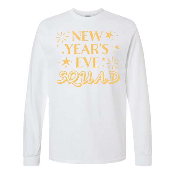 Inktastic New Year's Eve Squad with Stars in Gold Long Sleeve T-Shirt