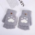 thumbnail image 1 of Guantes de escritura tejidos con dibujos animados para niños y niñas, cálidos, anticongelantes, de invierno, con funda abatible de medio dedo, para niños grandes y estudiantes, 1 of 6