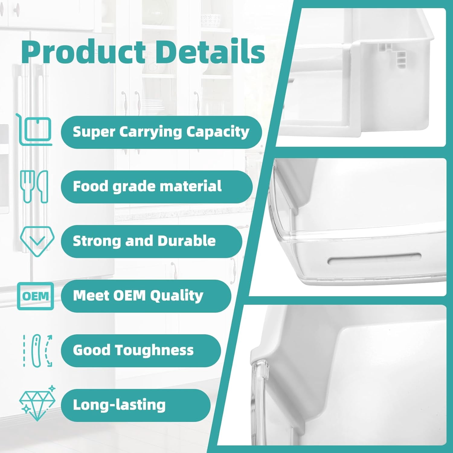 Upgraded AAP73631502 Refrigerator Door Shelf Replacement Compatible With LG KENMORE fridge door shelf Parts,Replacement AP5673810 2652330 EAP7786021 LFX28968sb AAP72909218 Fit Top Right-1 PCS