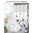 thumbnail image 4 of No Hook Shower Curtain with Snap in Liner Purple Flower Shower Curtain -Fabric Waterproof Inner Liner, Blue Chrysanthemum Butterfly Leaf Plant Shower Curtains Washable 72"x84", 4 of 9