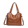 thumbnail image 2 of Bolso de hombro para mujer, suave, de piel sintética, elegante, para teléfono, cosméticos y viajes. Marrón, 2 of 8