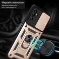 thumbnail image 3 of Feishell Compatible with Samsung Galaxy A13 5G Case with Sliding Camera Lens Cover and Ring Kickstand Heavy Duty Military Grade Protection Phone Shockproof Back Cover for Samsung A13 5G, Gold, 3 of 7
