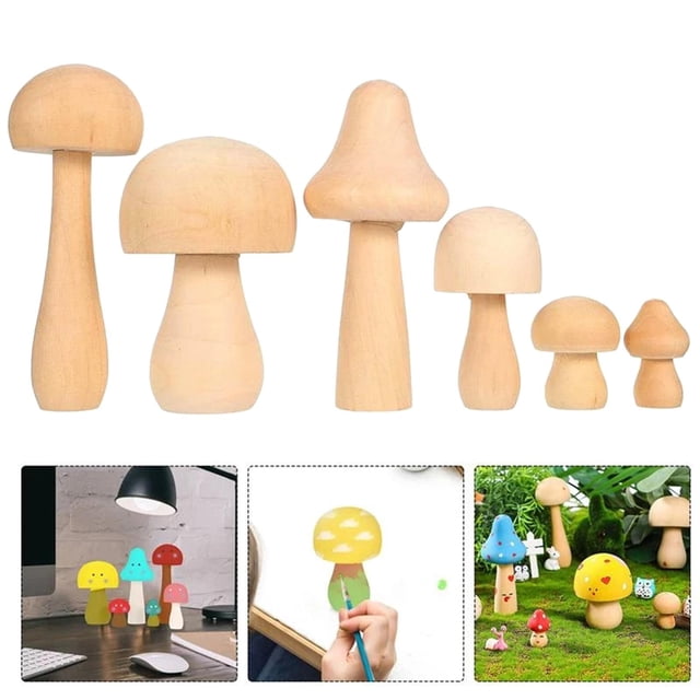 6 Unids Sin Terminar Seta de de Champiñones Sin Pinto Sin Juguetes Adultos Bricolaje Pintura Artesanía Proyectos BLESIY Hongo inacabado