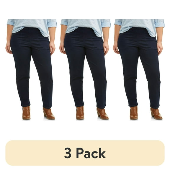 (3 pack) JMS Just My Size by Hanes Women's Plus Size 2 Pocket Pull On Pants, Single and 2 Pack