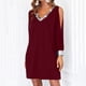 thumbnail image 3 of Vestido largo de manga larga con estampado navideño para mujer: vestido mini informal, poliéster, diseño festivo, fácil de combinar con accesorios, talla real., 3 of 8