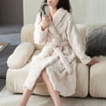 thumbnail image 2 of Couple's Plush Fleece Robe Fuzzy Hooded Bathrobe Thick Winter Nightgown with Pockets Unisex Cozy Warm Fluffy Sleepwear, 2 of 6