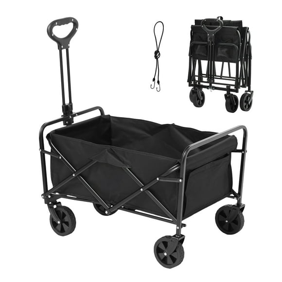 KFFKFF Chariot Compact Pliable, Chariot Utilitaire 2 Pi³ avec Roues Tout-Terrain 5 Po, Chariot Pliable Robuste Capacité de Charge 220 Lb avec Porte-Boissons, Chariot pour Camping, Magasinage, Jardin