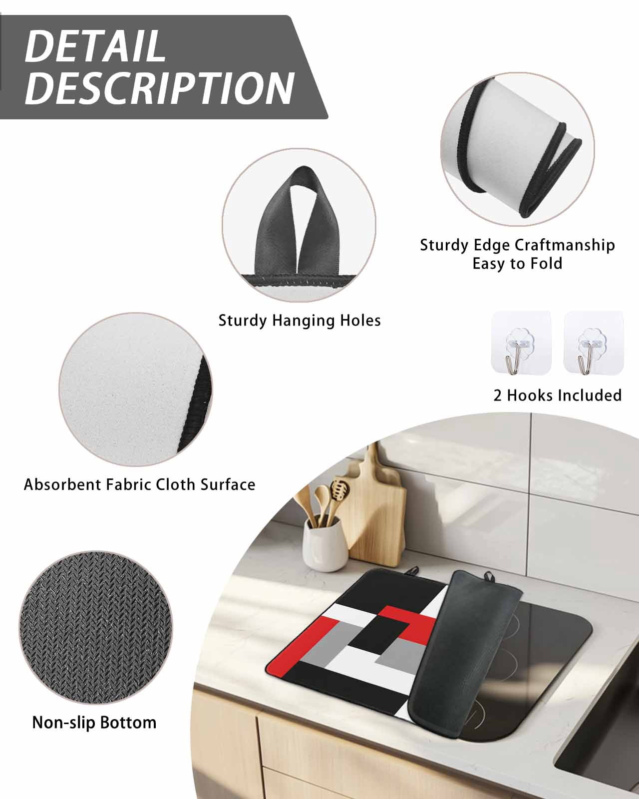 Stove Top Covers for Electric Stove, Red Black Grey Geometric Glass Stovetop Cover Protector, Modern Abstract Art Luxury Induction Cooktop Protector Oven Mat for Kitchen Countertop 24"x21"