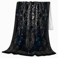 thumbnail image 2 of Lunar Phase Mandala With Ornate Interlaced Border, Soft Flannel Blanket with Ornate Celestial Geometry Print, Housewarming Gift and Home Decor for Bedroom and Living Room, 2 of 7