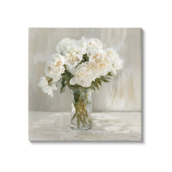 Stupell Industries Fluffy White Flowers Botanical & Floral Painting Gallery Wrapped Canvas Art Print Wall Art, 17 x 17
