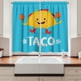 thumbnail image 2 of Ambesonne Mexican Kitchen Curtains, Dancing Funny Taco Cartoon, 55"x39", Earth Yellow Blue, 2 of 3