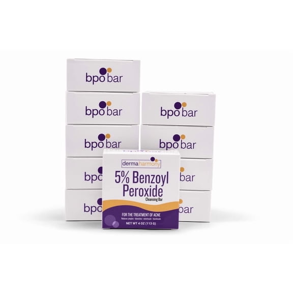 DermaHarmony 5% Benzoyl Peroxide Cleansing Bar Non-soap, 4 oz Each, 10 Count
