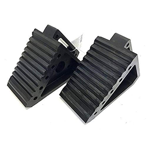 MAXXHAUL 70472 Solid Rubber Heavy Duty Black Wheel Chock, 8" Length X 4" Width X 6" Height - 2 Pack