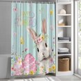 thumbnail image 6 of Spring Easter Shower Curtain, 72" x 72", Rabbit Egg Colorful Flower Butterfly Green Board Waterproof Bathroom Curtain Washable Shower Curtain Set with 12 Hooks, 6 of 9