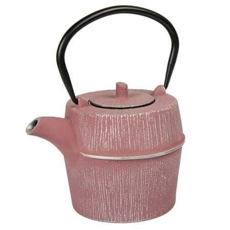 

Creative Home Kyusu 29 Oz Cast Iron Tea Pot with Stainless Steel Infuser Basket Pink/Silver