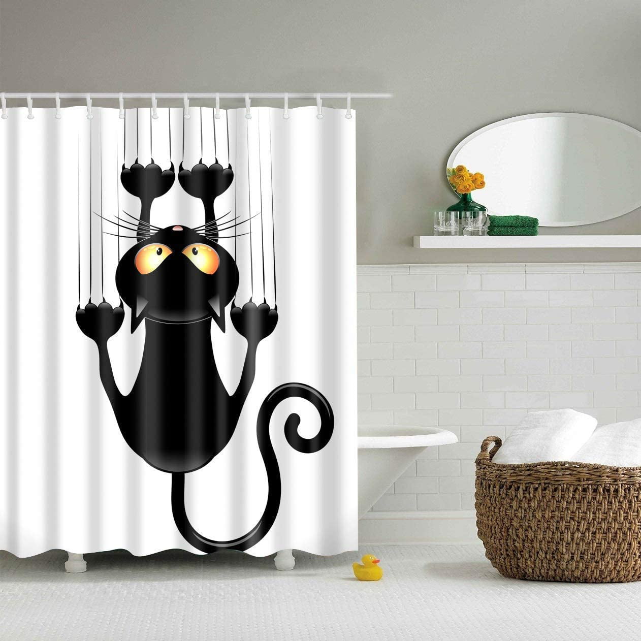 71"/180*180cm Waterproof fabric Shower Curtain Bathroom home decor Cat bathing 