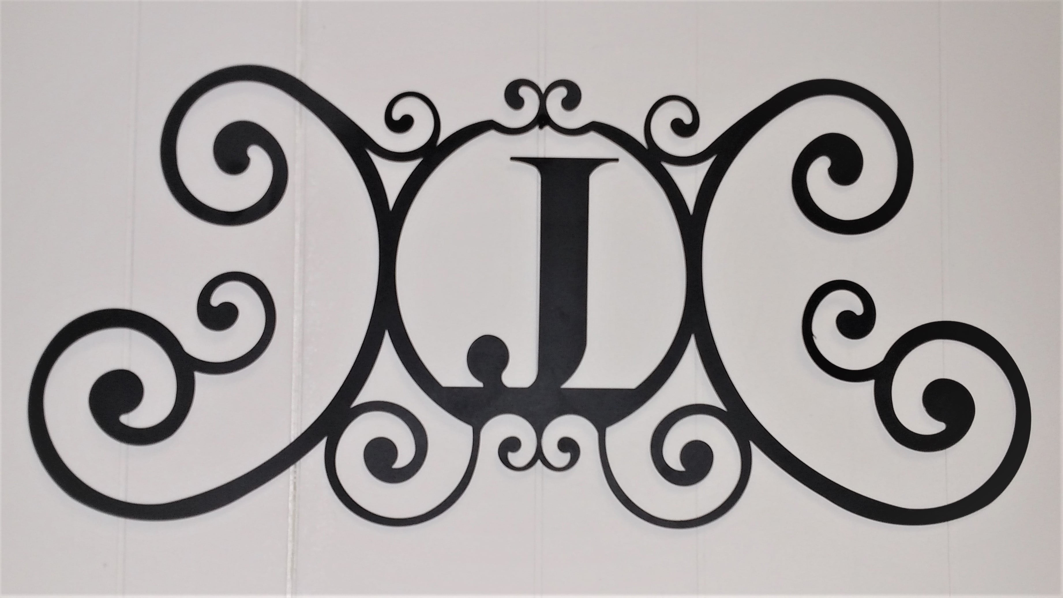 Scrolled Iron Metal Letter J Monogram Personalized Initial Wall Art