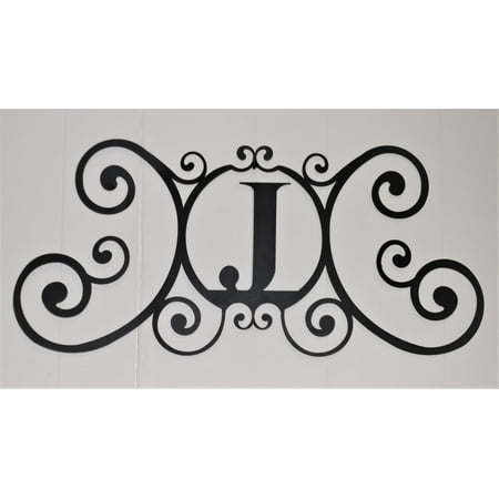 Scrolled Iron Metal Letter J Monogram Personalized Initial Wall Art Family Name Decor Plaque