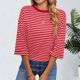 thumbnail image 4 of Tops Y Blusas de Manga 3/4 de Mujer Tops de Verano de Manga 3/4 de Mujer Moda Casual Raya Cuello Redondo 3/4 de Manga Blusas Camisas Top, 4 of 5