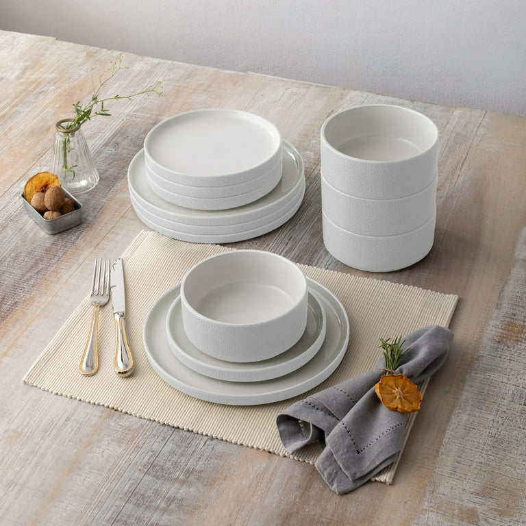 Noritake ColorTex Stone White Dinnerware Set, 12-Piece Porcelain
