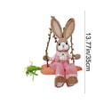 thumbnail image 3 of CuiLiyq Easter Decorations, Spring Hanging Easter Bunny Figurine on Carrot Swing, Cute Farmhouse Decorative Woven Straw Rabbit Statue for Home Indoor Outdoor Craft Adornment Decor (E), 3 of 7