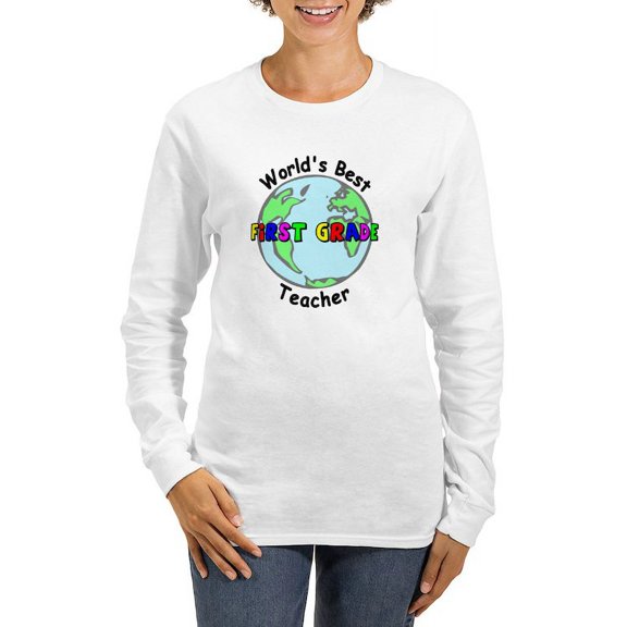CafePress - World's Best First Grade Teacher Women's Long Slee - Women's Long Sleeve Graphic Casual T-Shirt
