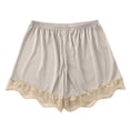 thumbnail image 6 of Shorts Culotte for Women Elastic Waist Satin Lace Hem Loose Fit Lightweight Pettipants Pajama Shorts, 6 of 7