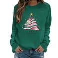 thumbnail image 4 of Christmas Sweatshirt for Women Tree Printed Crewneck Long Sleeve Pullover Tops Olive Green-1 S, 4 of 6